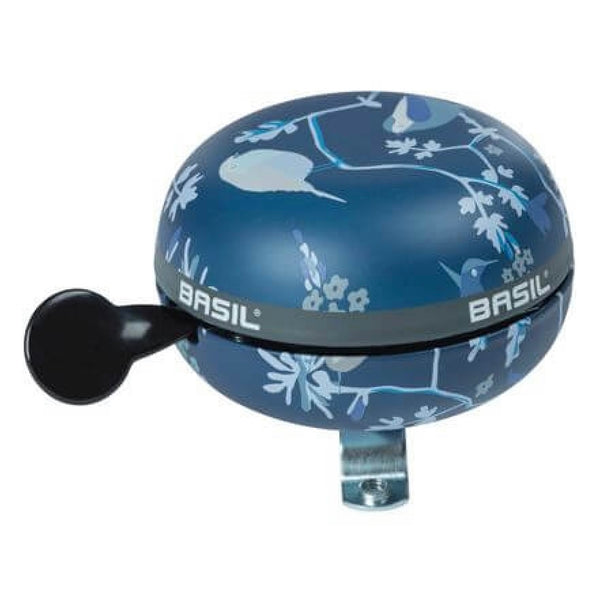 BASIL sonnette motif floral bleu- L'Echappée Belle : comptoir du cycliste