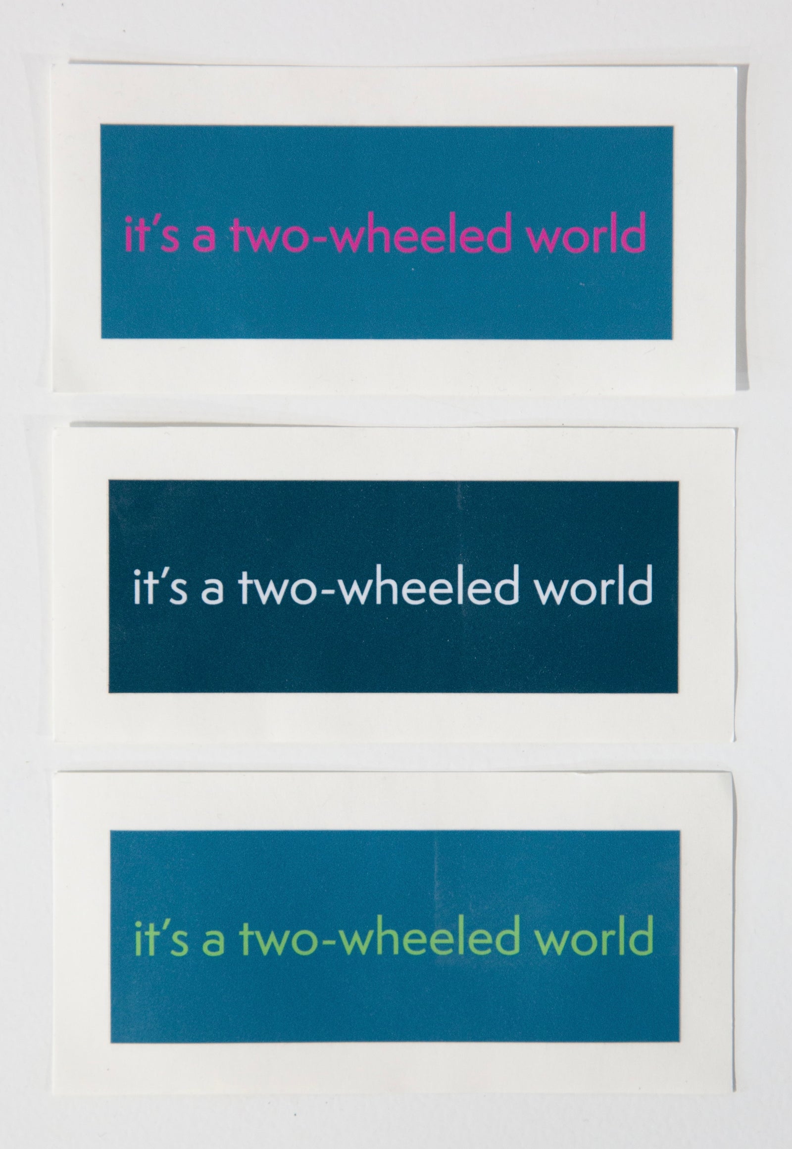 IT'S A TWO-WHEELED WORLD Single Line Stickers